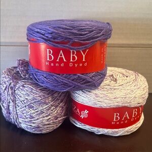 Hand Dyed Yarn Set - Purple and Cream